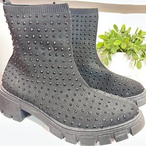 MUDD Black Studded Stretch Ankle Boots